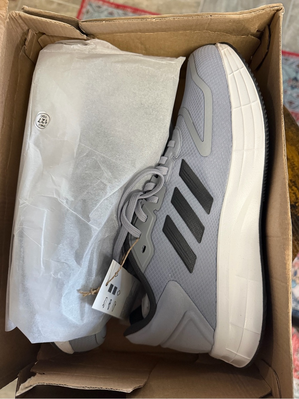 adidas Men's Light Gray and Black Athletic Running Shoes